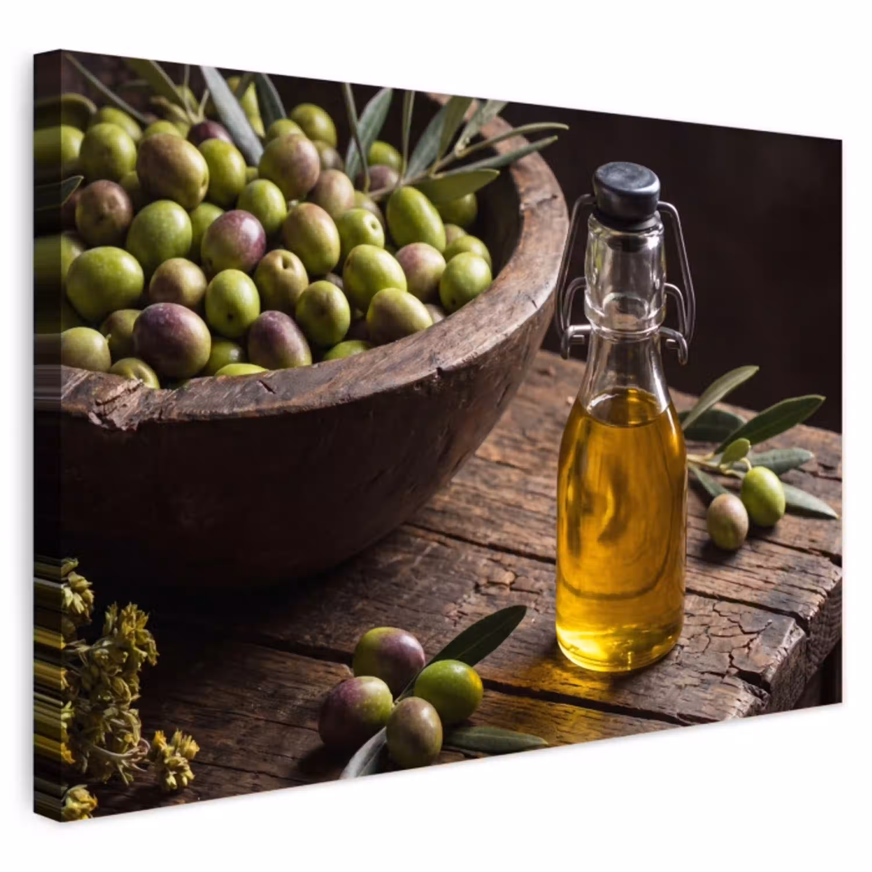 Olijven - Eten - Rustiek Tuinposter op houten frame 2 cm dik klein -3d