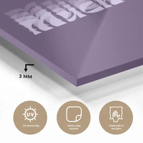 Mucho amor - Paars - Grafisch plexiglas 5mm klein -sfeer2