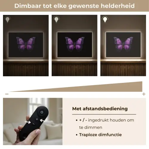 Vlinder - Paars - Levendig Light Box met batterij (Wandlamp) middel -USP_dimbaarNL