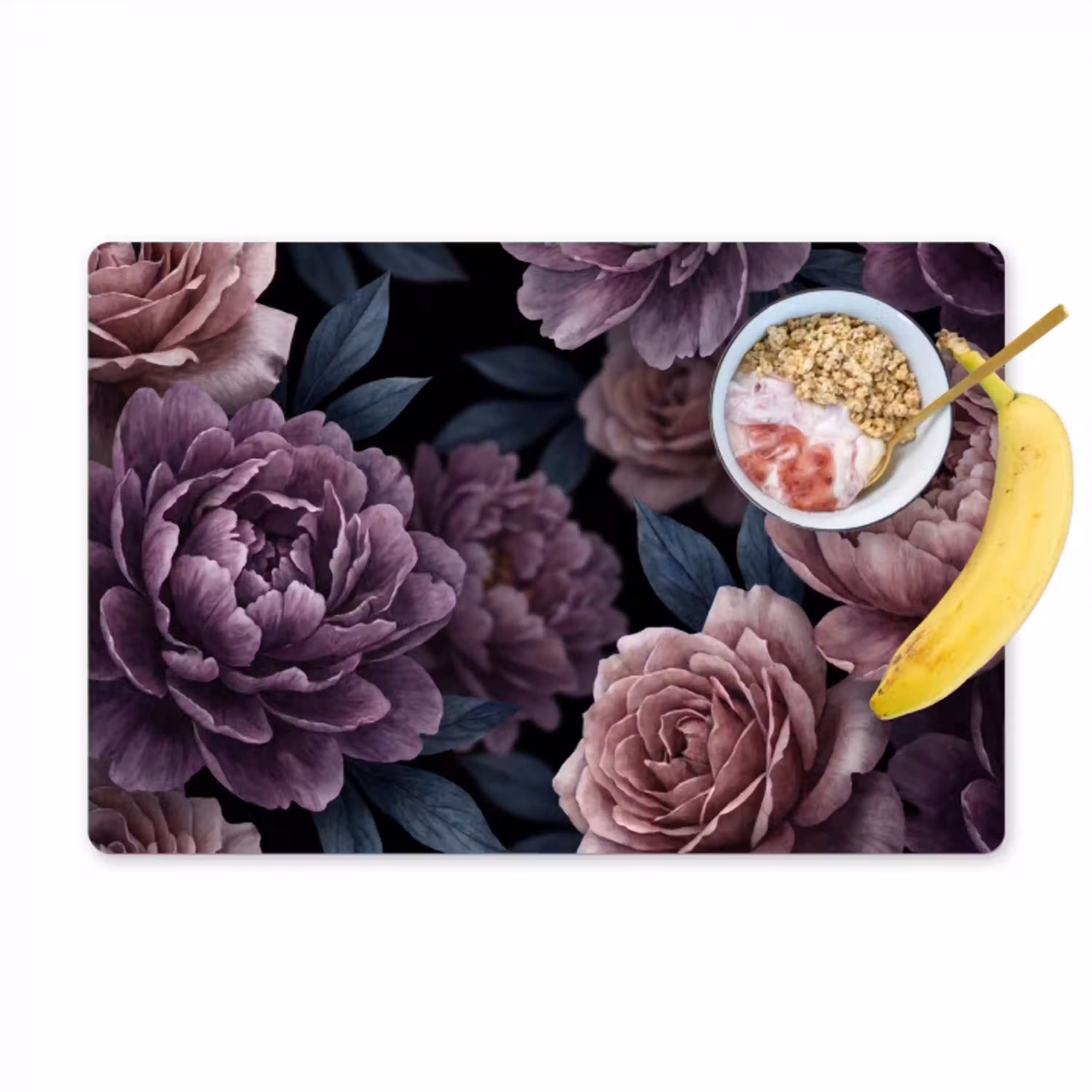 Bloemen - Patroon - Donker - Botanisch - Paars Placemat vinyl groot -zzzproduct_Kitchenyeah-website