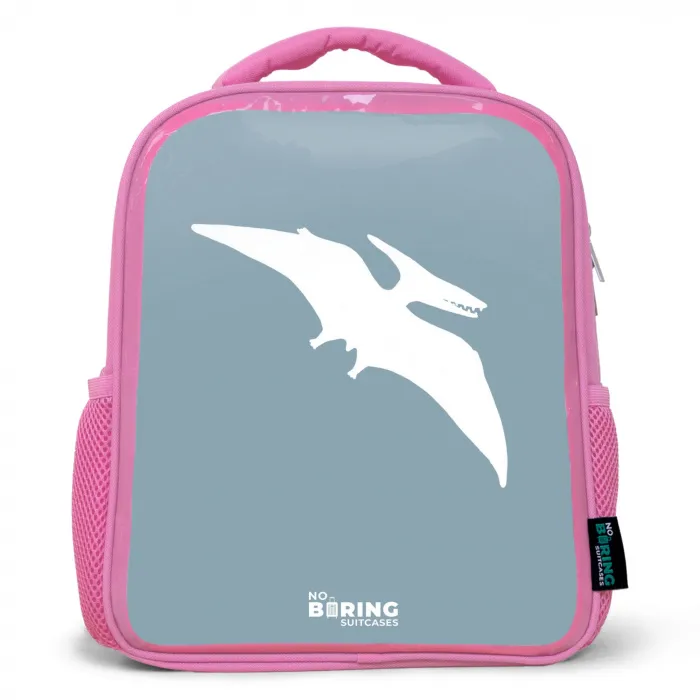 Blauw met Pteranodon dino Kinderrugzak - Roze middel -3d