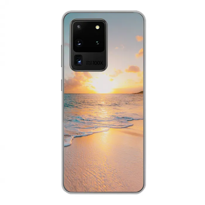 Zonsondergang - Strand - Zee - Zomer - Blauw Telefoonhoesje Samsung Galaxy S20 Ultra klein -3d