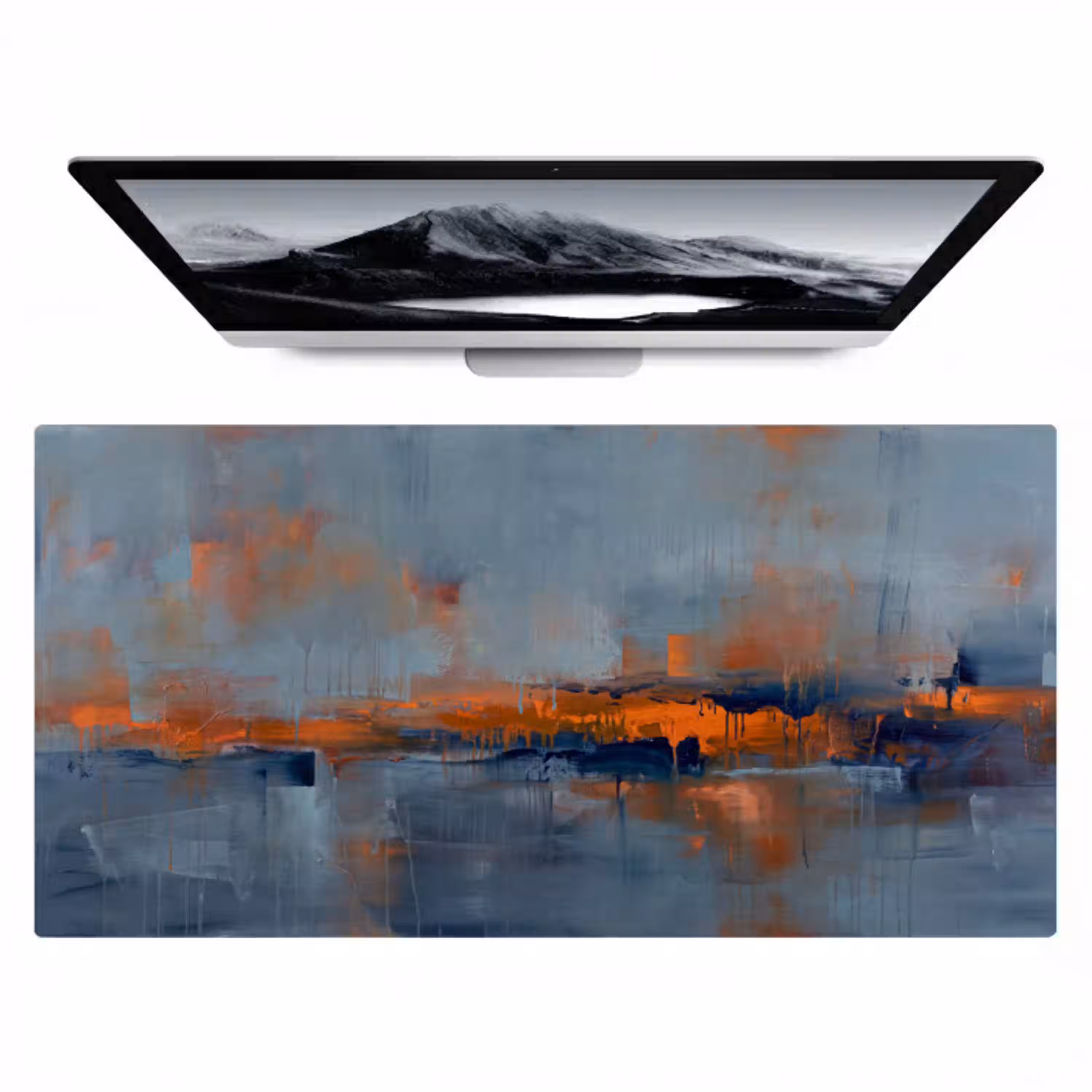 Abstract - Kleuren - Modern - Oranje - Grijs Muismat XXL klein -zzz3d