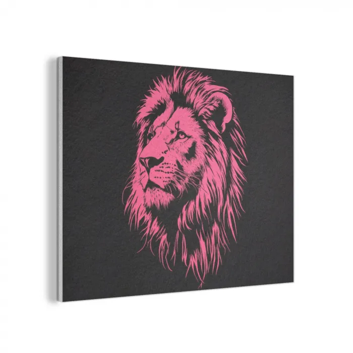 Leeuw - Zwart - Roze - Neon PET vilt klein -3d