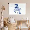 Vogel - Delfts blauw - Illustratie - Bloemen Wandkleed katoen middel -wsfeer5_kind
