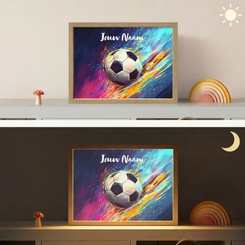 Neon - Voetbal - Kleurrijk Light Box met batterij (Wandlamp kind) middel -sfeer3_kind