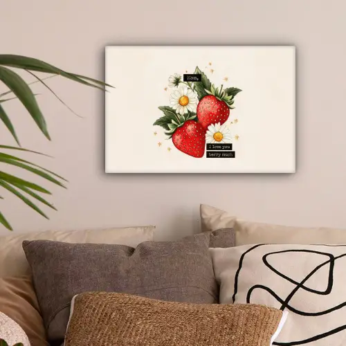 Aardbeien - Madeliefjes - Quote - Sterretjes canvas 2cm klein -sfeer1