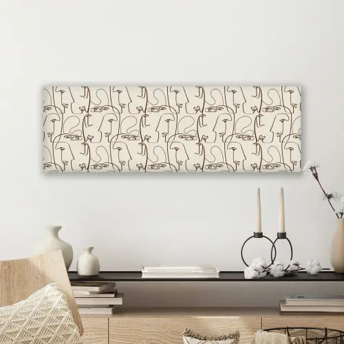 Beige - Gezicht - Lijnen - Bruin canvas 2cm klein 828 -sfeer6