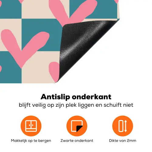 Vlakken - Hartjes - Patroon - Retro Inductie beschermer vinyl 3mm klein 276 -zzzzzzz-td-onderkant