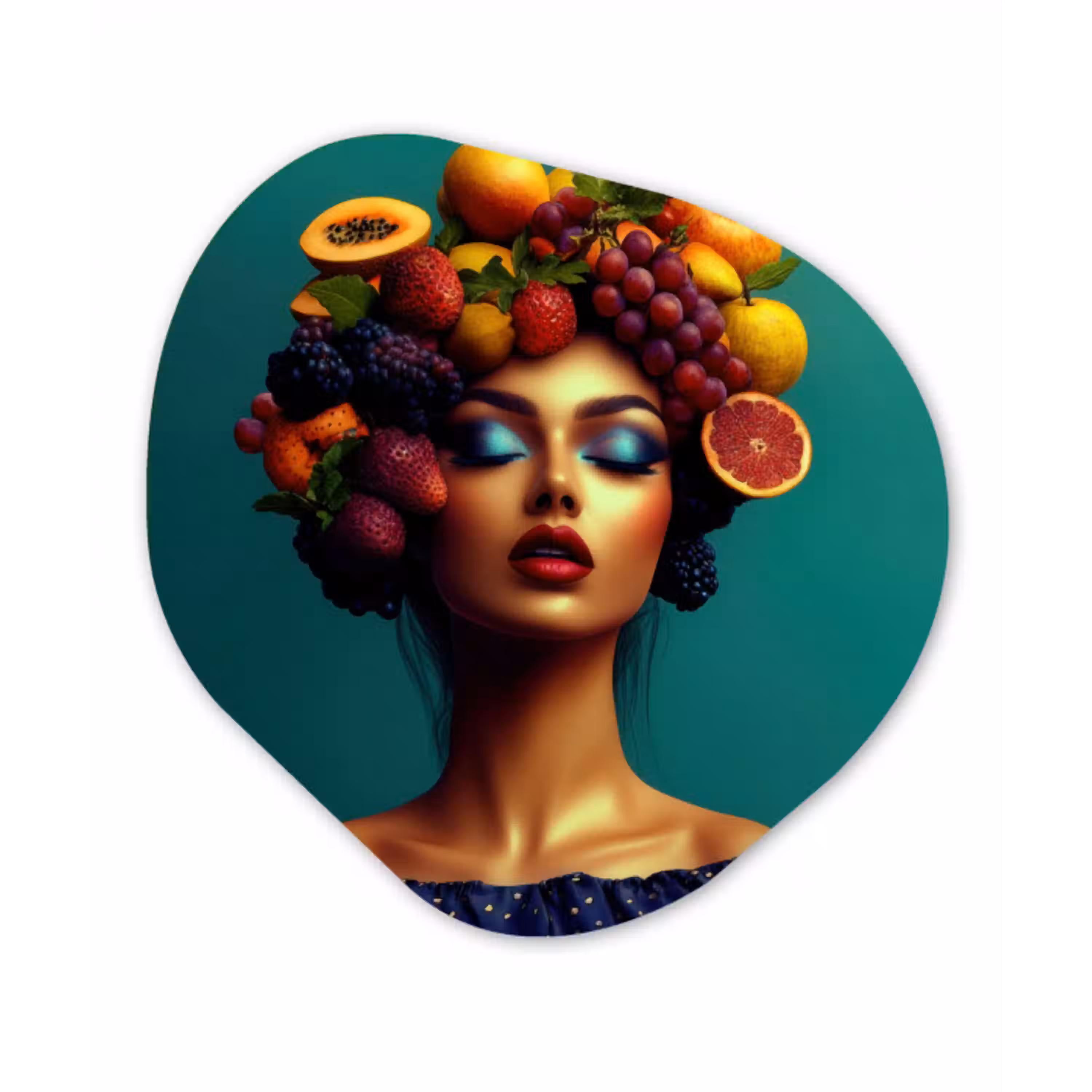 Vrouw - Hoodtooi - Tropisch - Fruit - Druiven Wandcirkel Organisch Plexiglas middel -3d