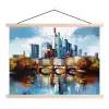 Bomen Frankfurt- Stad - Skyline - Brug textielposter latten blank klein -3d