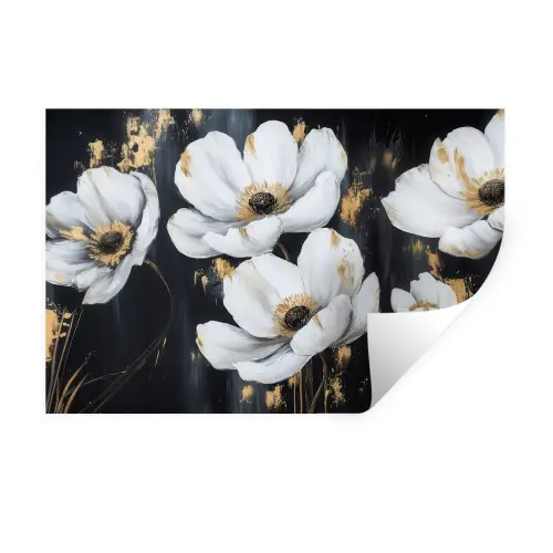 Bloemen - Wit - Abstract Muursticker klein -3d