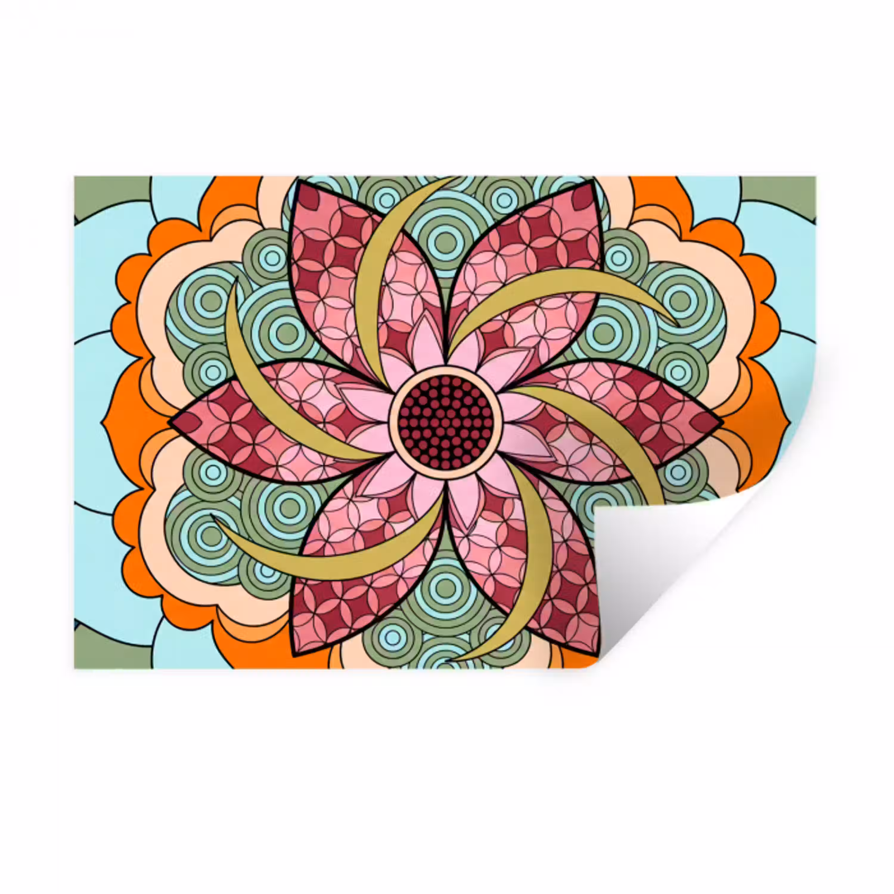 Mandala - Geometrisch - Kunst - Decoratief - Kleurrijk Muursticker klein -3d