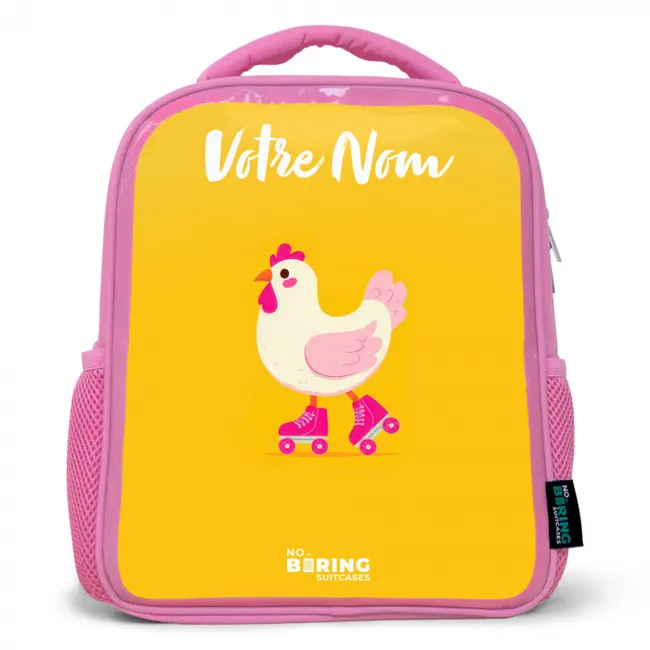 Sac à dos enfant avec nom - Rose - Kip - Patins à roulettes - Jaune