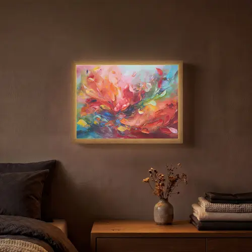 Olieverf - Kunst - Abstract - Kleurrijk Light Box met batterij (Wandlamp) middel -sfeer4