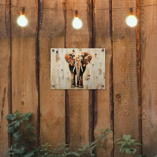 Olifant - Slurf - Mozaïek - Abstract tuinposter los doek klein -sfeer1