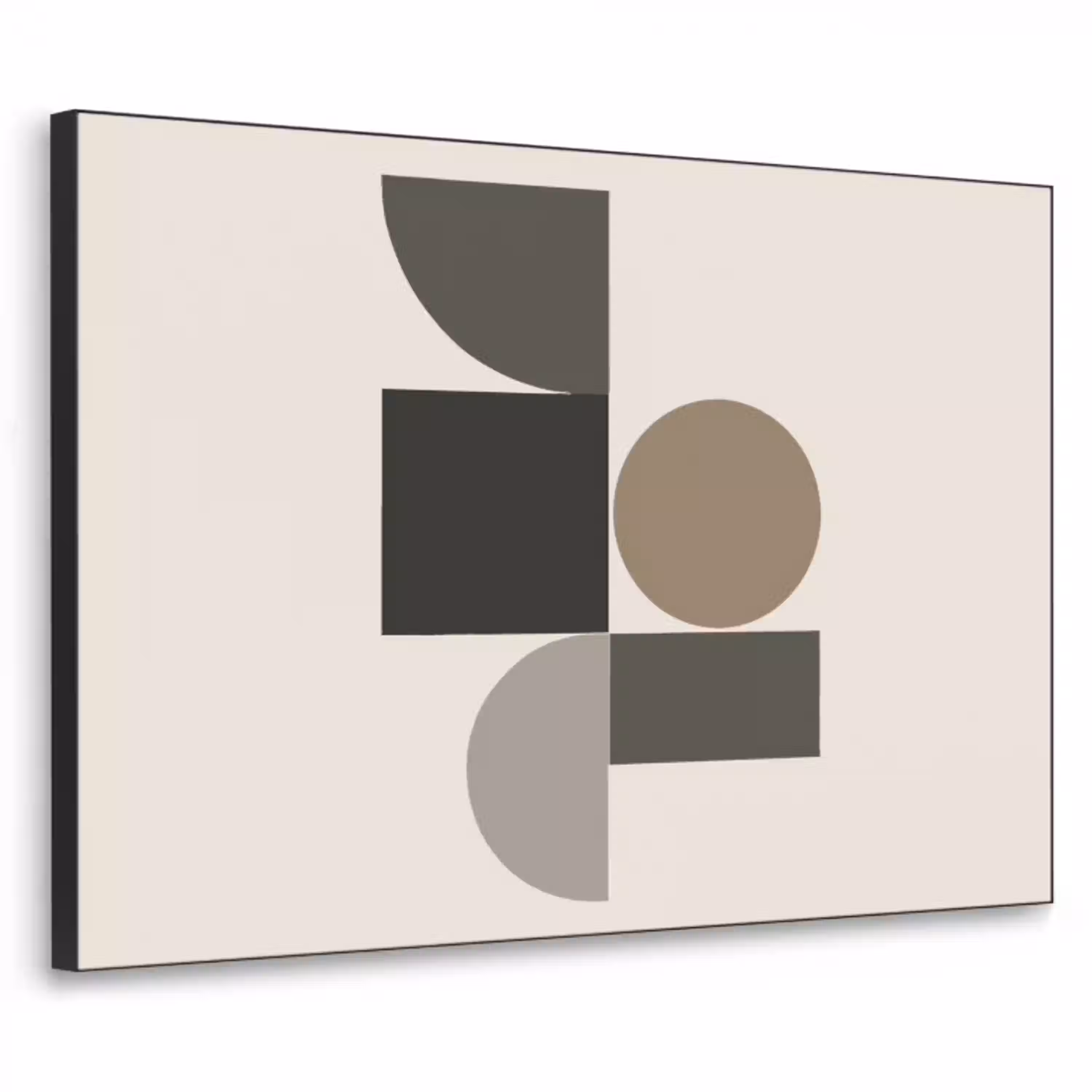 Aardetinten - Abstracte compositie - Eenvoudige vormen Textielframe - compleet frame klein -3d