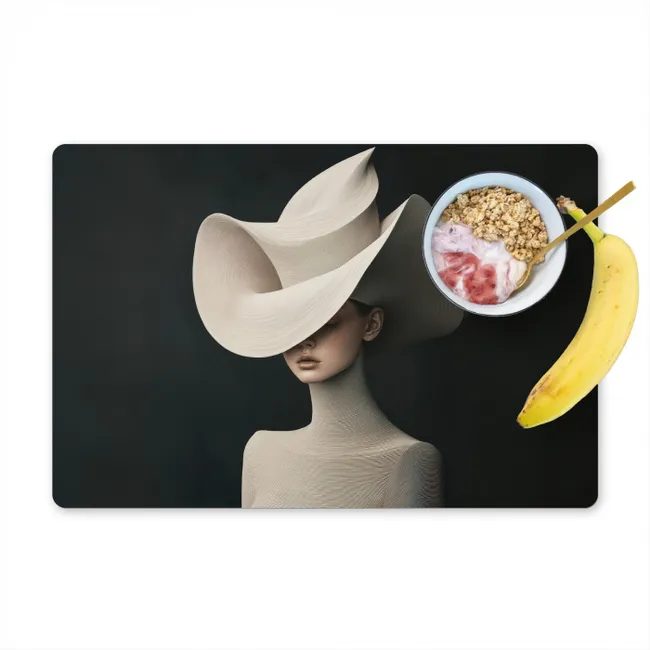 Vrouw - Golvende - Hoed Placemat vinyl groot -zzzproduct_Kitchenyeah-website