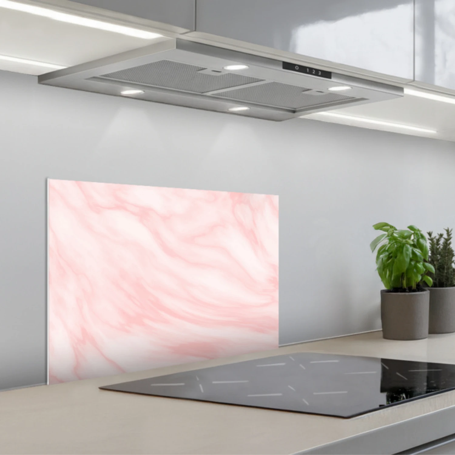 Marmer - Roze - Wit - Luxe - Marmerlook keuken achterwand spatscherm klein -3d_schuin