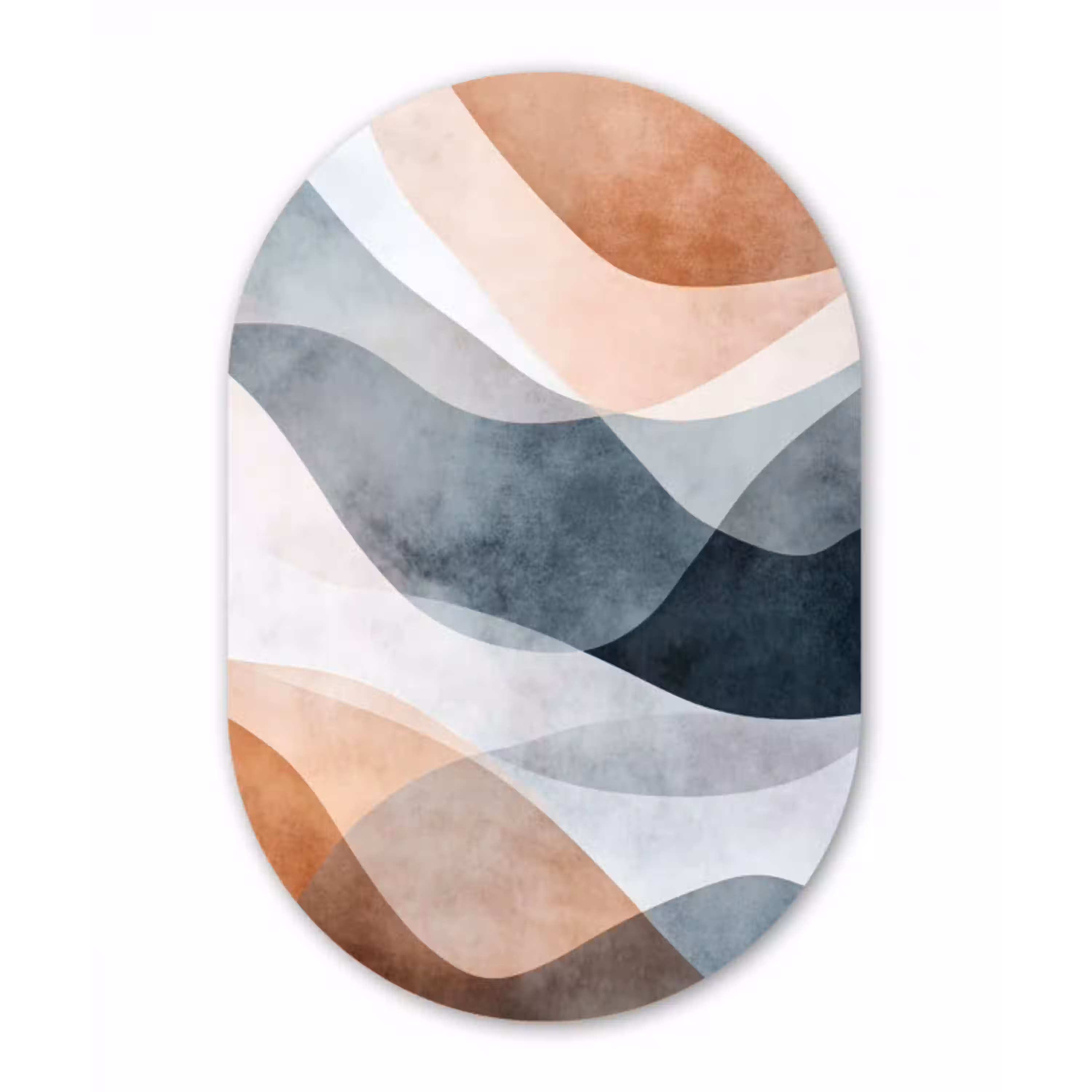 Abstract - Golven - Blauw Wandcirkel Ovaal Glas middel -3d