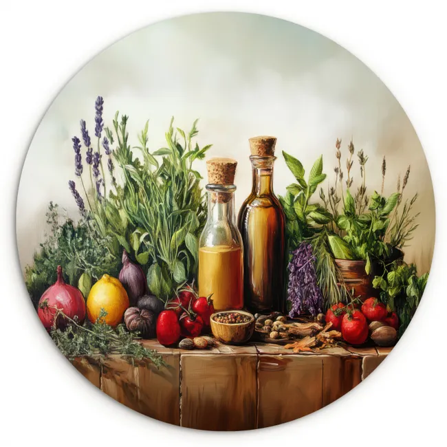 Muurcirkel - Stilleven - Kruiden - Specerijen - Fruit - Kleurrijk