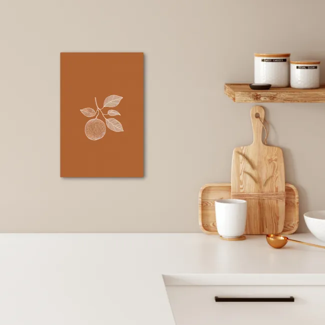 Sinaasappel - Getekend - Bladeren - Bruin KitchenYeah - Keuken - Canvas klein -sfeer1