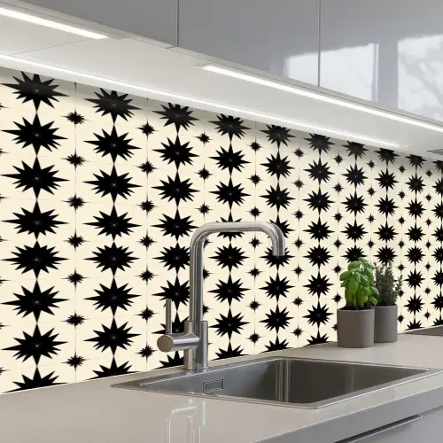 Stervormen - Geometrisch - Zwart keuken achterwand 2 middel 871 -3d_schuin