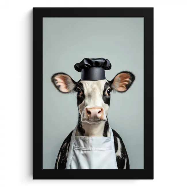 Koe - Zwart - Wit - Kok KitchenYeah - Keuken - Fotolijst klein -3d