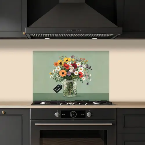Bloemen - Vaas - Kaartje keuken achterwand spatscherm klein -sfeer1