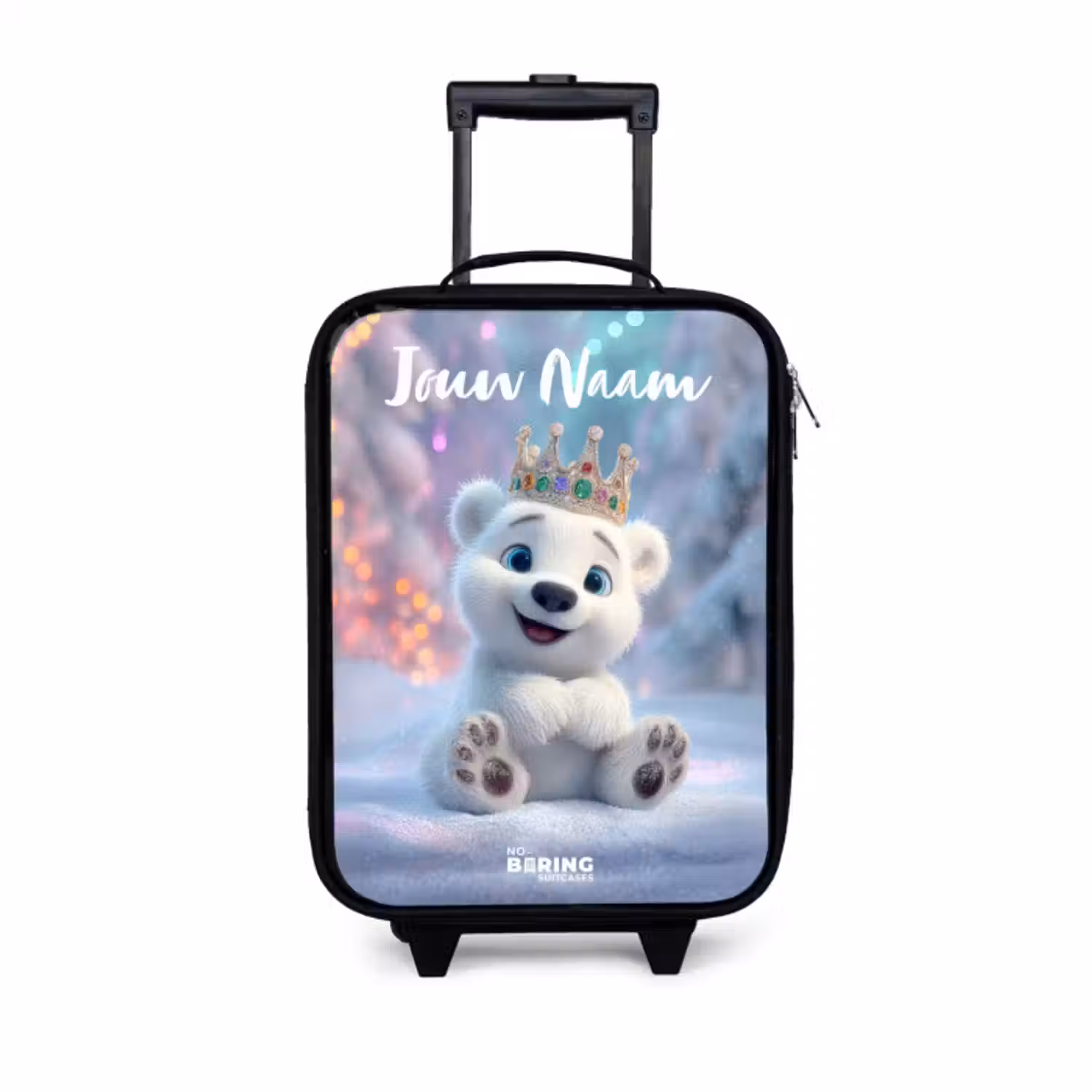 Kinderkoffer met naam - Ijsbeer - Kroon - Winter