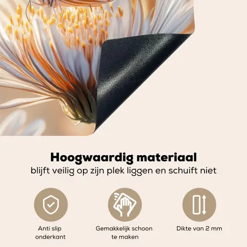 Vlinder - Bloem - Oranje Inductie beschemer met haakjes klein -ky-onderkant-nl