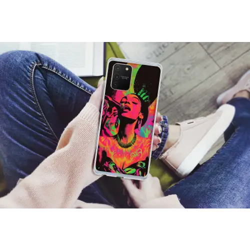 Vrouw - Microfoon - Neon Telefoonhoesje Samsung Galaxy S10 Lite klein -handS10Lite