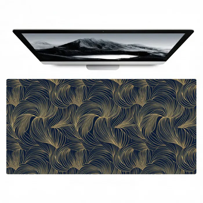 Abstract - Lijnen - Blauw - Goud Muismat XXL klein 681 -zzz3d