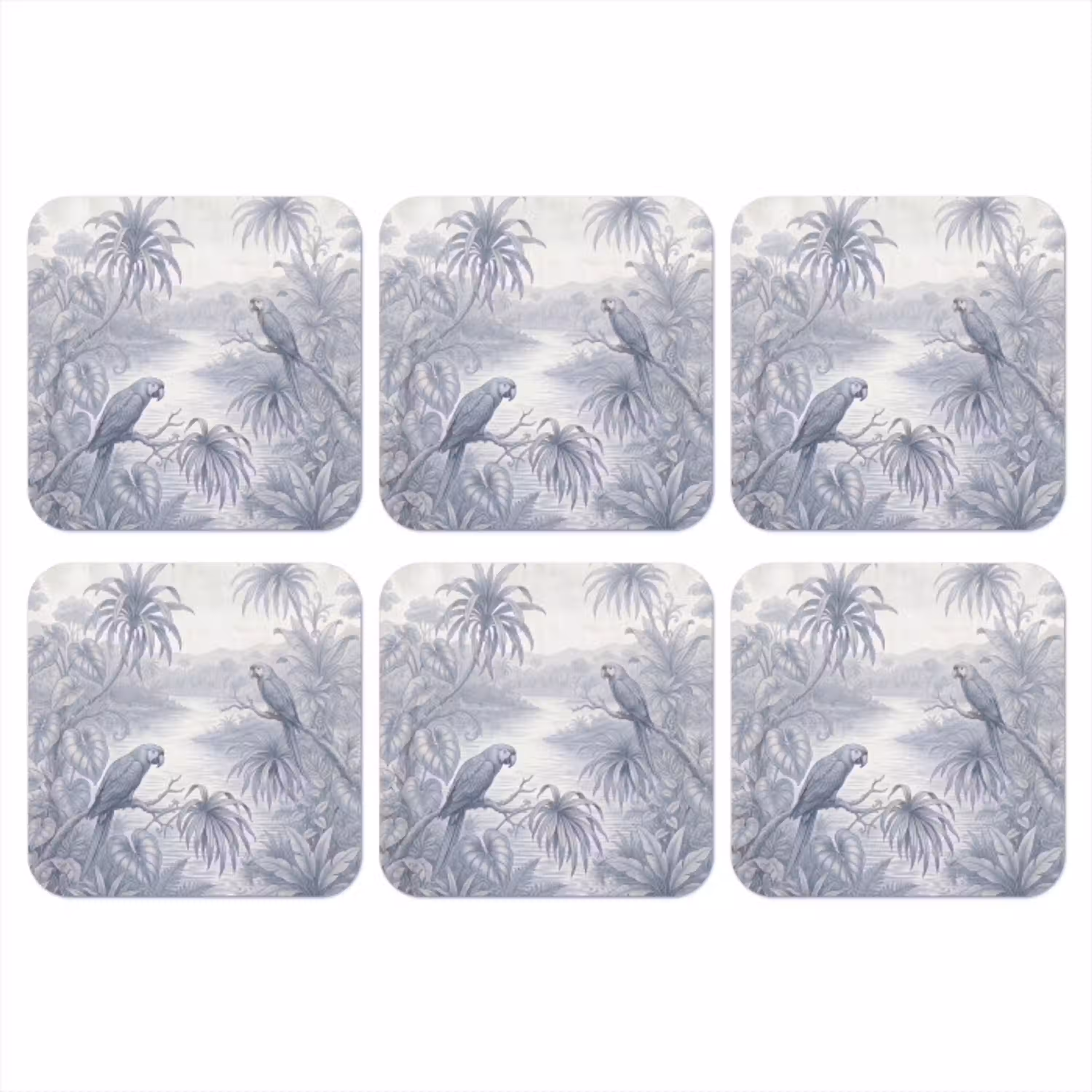 Vogel - Rivier - Tropisch - Illustratie - Blauw onderzetter kurk middel -3d