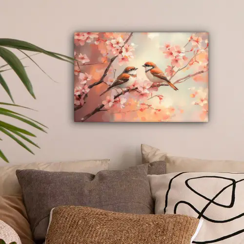 Vogels - Romantic - Bloesemtak canvas 2cm klein -sfeer1