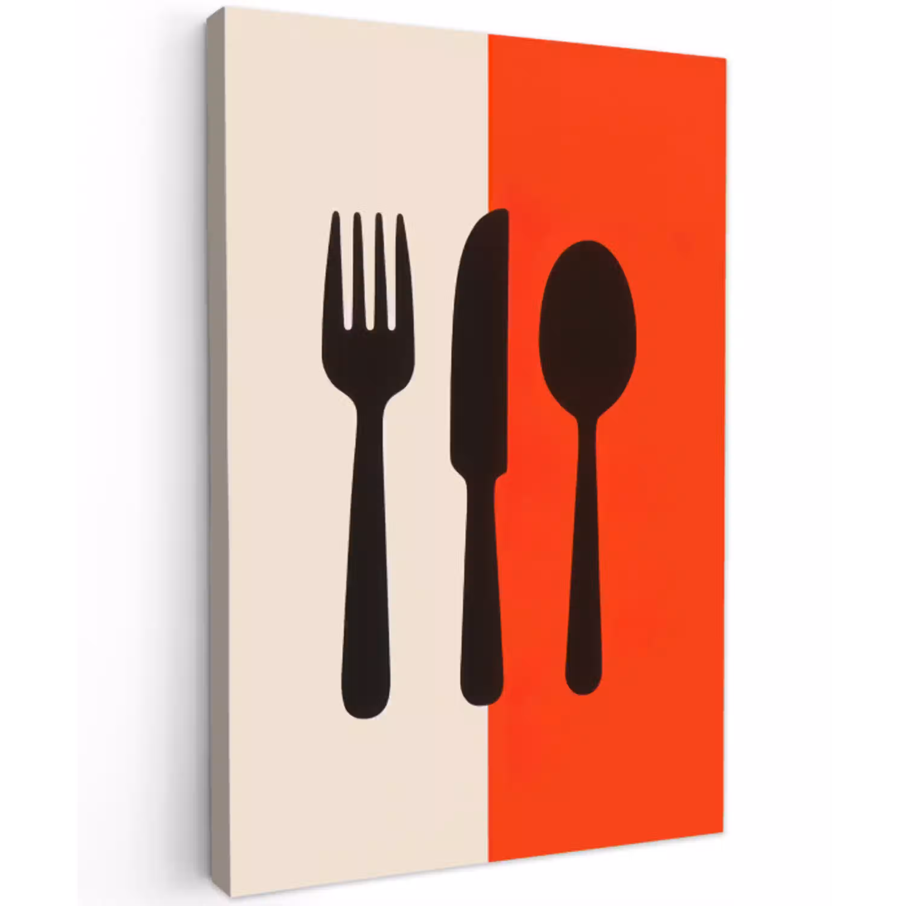Bestek - Rood - Wit Tuinposter op houten frame 2 cm dik middel -3d