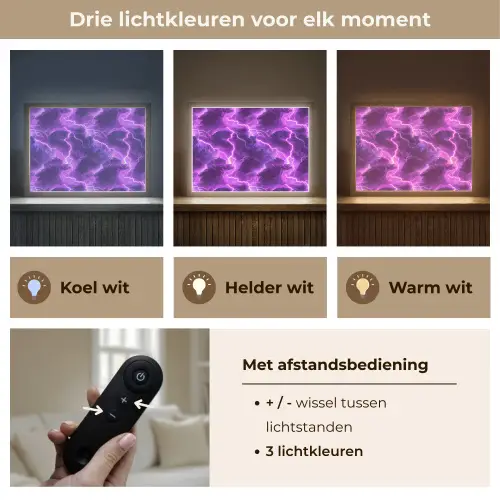 Paars - Bliksem - Wolken Light Box met batterij (Wandlamp) middel 907 -USP_lichtkleurNL