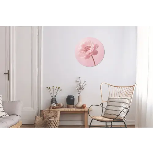 Bloem - Pioenroos - Roze Wandcirkel aluminium klein -woonkamer
