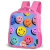 Een speels en kunstzinnig patroon van kleurrijke smileys Kinderrugzak - Roze middel -schuin