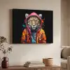 Graffiti - Luipaard - Zwart - Jas Textielframe zwart klein -sfeer3