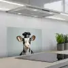 Koe - Zwart - Wit - Kok keuken achterwand spatscherm klein -3d_schuin