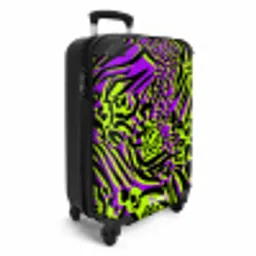 Wilde dierenprint in paars, limoengroen en zwart NBS - Handbagage koffer - Volwassenen Unisex middel -productfoto_3d