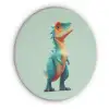 Cartoon - Dino - Oranje - Stekels Akoestische PET Vilt - Rond klein -3d