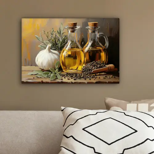 Stilleven - Olijfolie - Knoflook - Kruiden canvas 2cm klein -sfeer3
