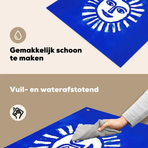 Zon - Gezicht - Penseelstructuur - Blauw Inductie beschemer met haakjes middel -ky-schoon-nl