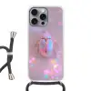Kever - Metallic - Lichteffect - Roze Hoesje iPhone 16 Pro Max met koord klein -3d