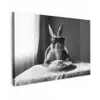 Konijn - Bunny - Zonnebril - Tafelkleed - Pasta - Schattig Tuinposter op houten frame 2 cm dik klein -3d