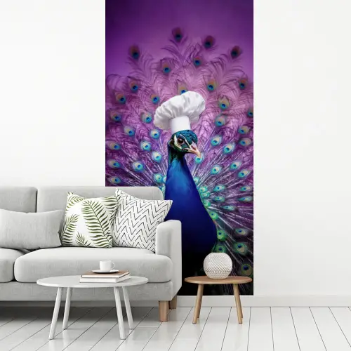 Pauw - Koksmuts - Cool - Paars fotobehang vinyl groot -woonkamer