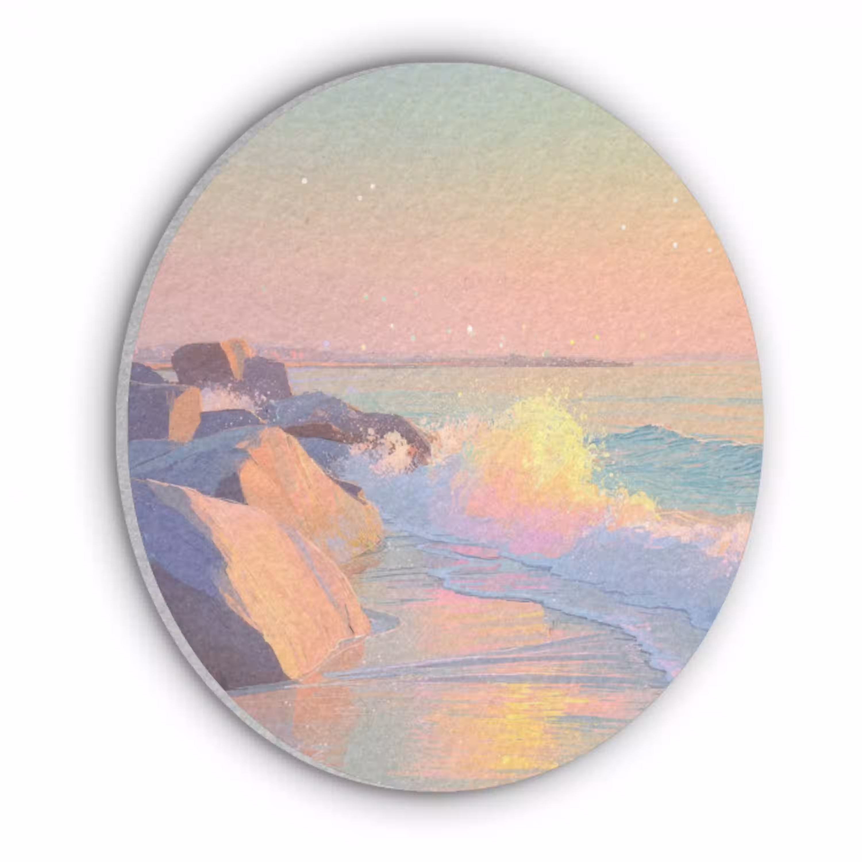 Zomerlicht - Strand - Fonkelende accenten Akoestische PET Vilt - Rond klein -3d