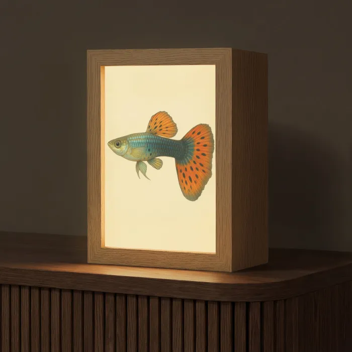 Vis - illustratie - Stippen - Oranje Light Box met kabel (Tafellamp) klein -z3d_website